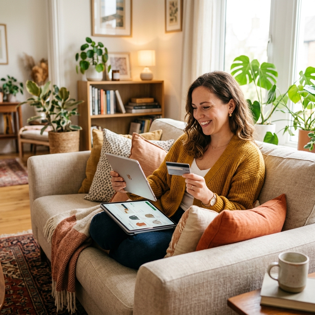 Woman ordering strimiotv subscription online